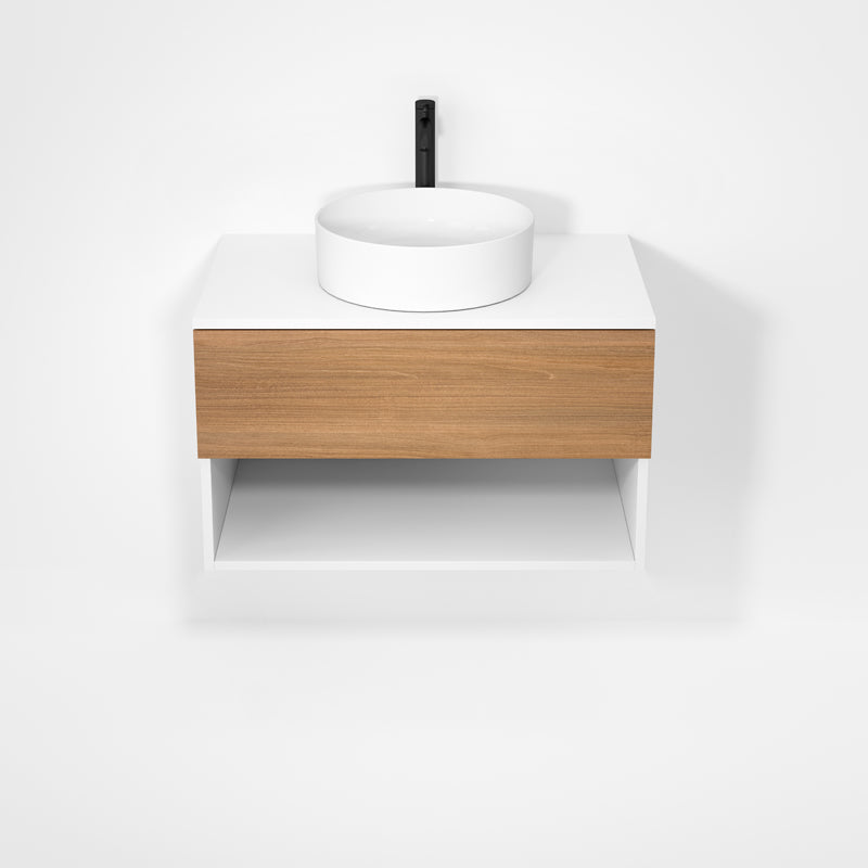 Rubi Haus 32" Wall Hung Vanity Matte White & Natural Oak – RHS1400LK01MBL-NO