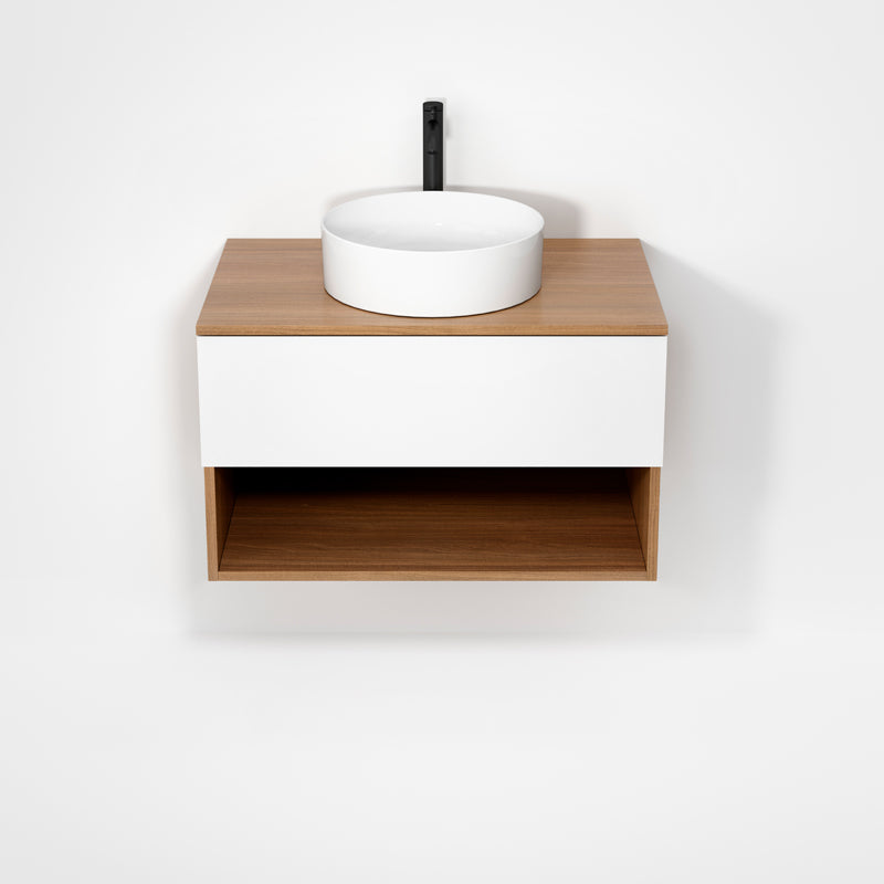 Rubi Haus 32" Wall Hung Vanity Natural Oak & Matte White – RHS1400LK01NO-MBL