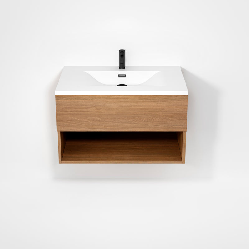 Rubi Haus 32" Wall Hung Vanity w. Integrated Composite Sink Natural Oak – RHS1400LK02NO