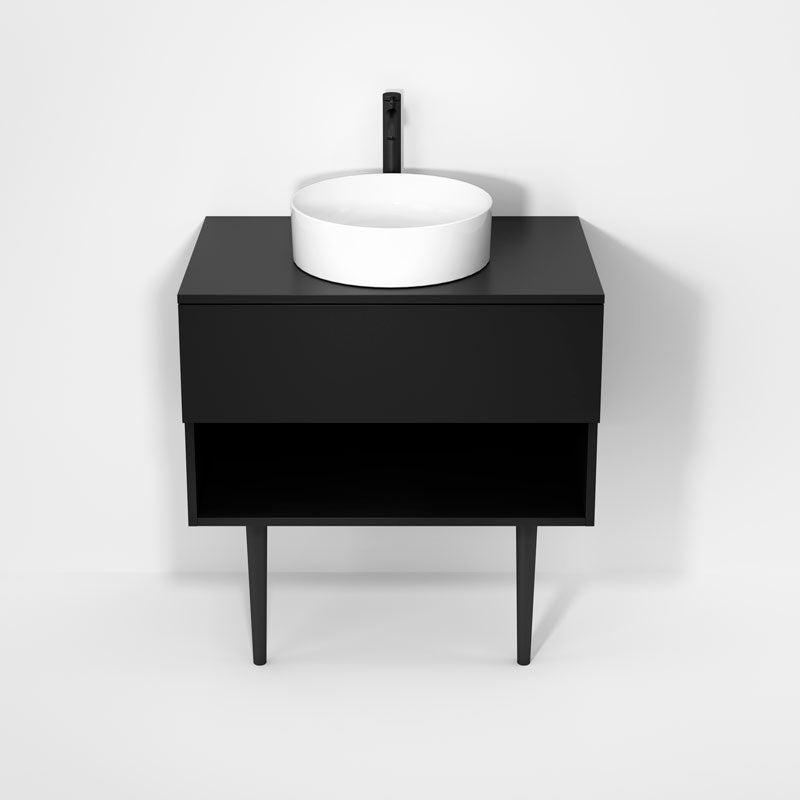 Rubi Haus 32" Wall Hung Vanity w. Decorative Round Legs Matte Black – RHS1400LKV01MBK