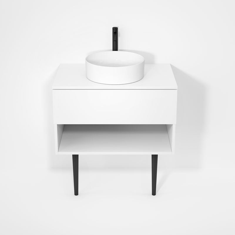 Rubi Haus 32" Wall Hung Vanity w. Decorative Round Legs Matte White – RHS1400LKV01MBL