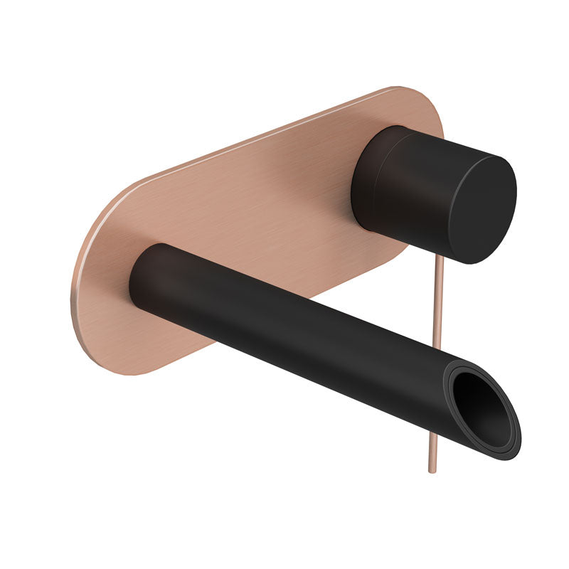 Rubi Kronos Wall Mount Lav. Faucet With Push Drain Matte Black / Copper - RKR17BKU