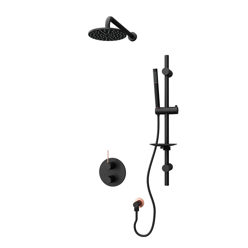 Rubi Kronos Thermostatic Two Function Shower System Matte Black / Copper - RKR811-1BKU