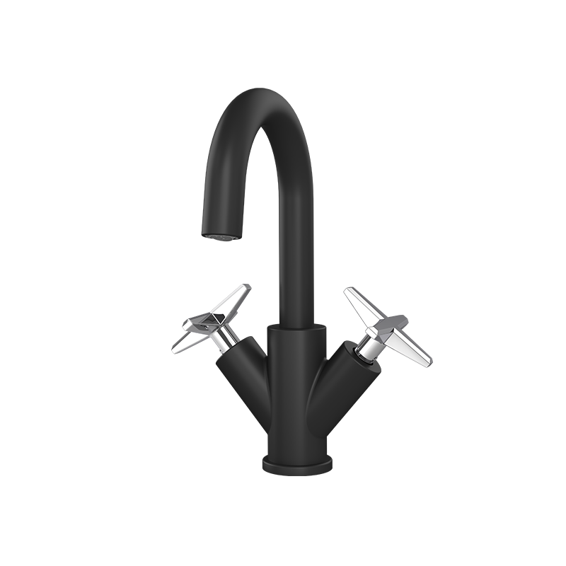 Rubi Lexa Single Hole Lav. Faucet With Push Drain Matte Black / Chrome - RLX11BKCC