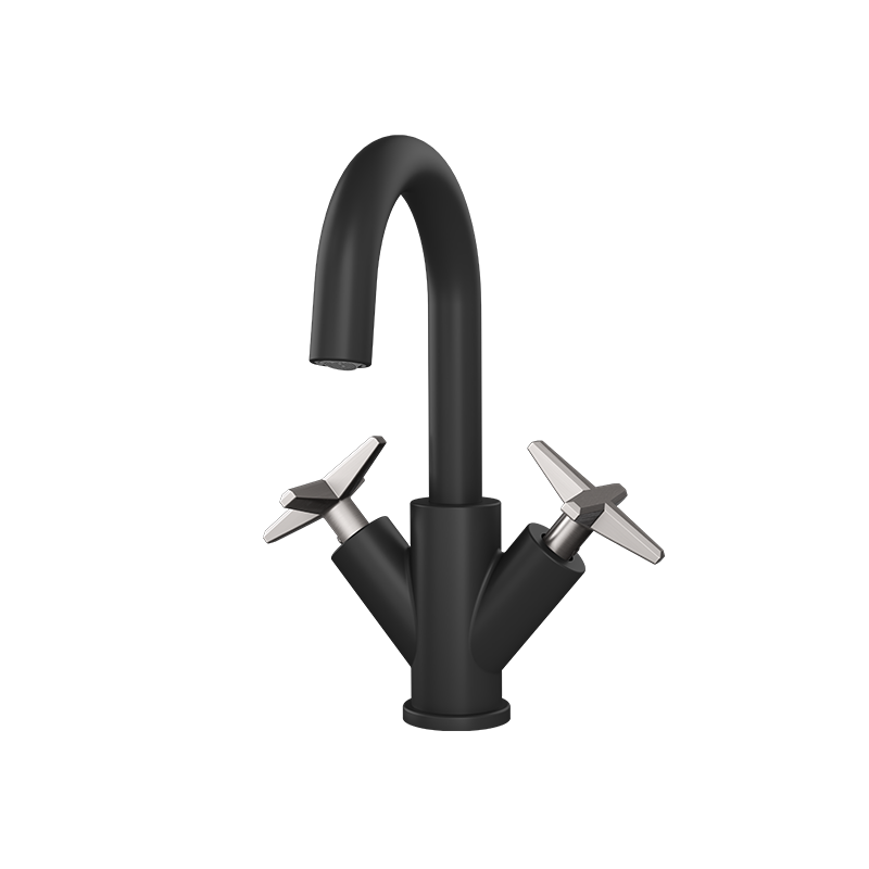 Rubi Lexa Single Hole Lav. Faucet With Push Drain Matte Black / Stainless Steel - RLX11BKIX