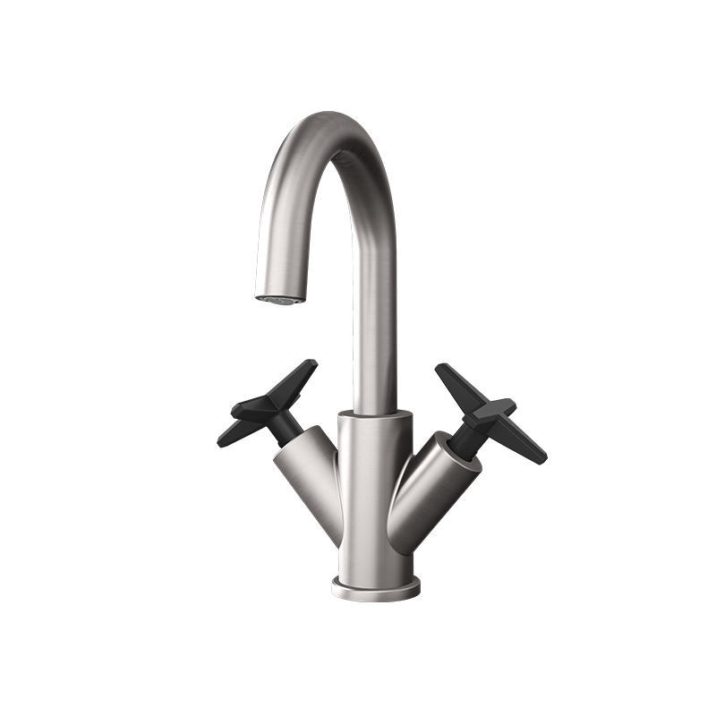 Rubi Lexa Single Hole Lav. Faucet With Push Drain Stainless Steel / Matte Black - RLX11IXBK