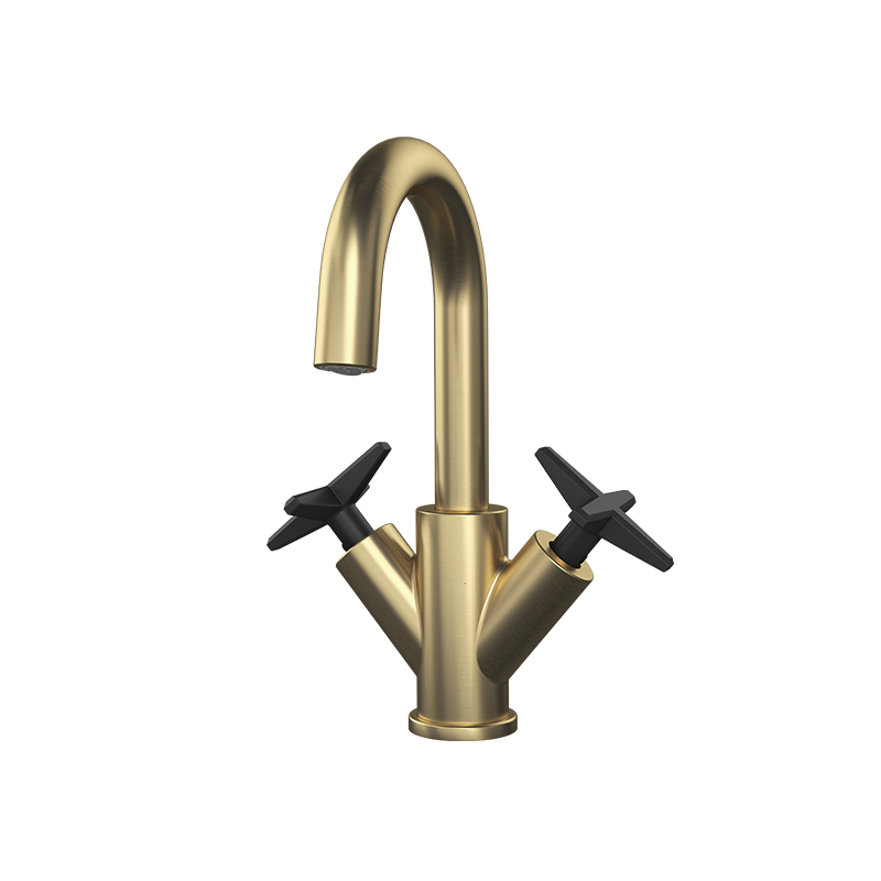 Rubi Lexa Single Hole Lav. Faucet With Push Drain Brushed Gold / Matte Black - RLX11ORBK
