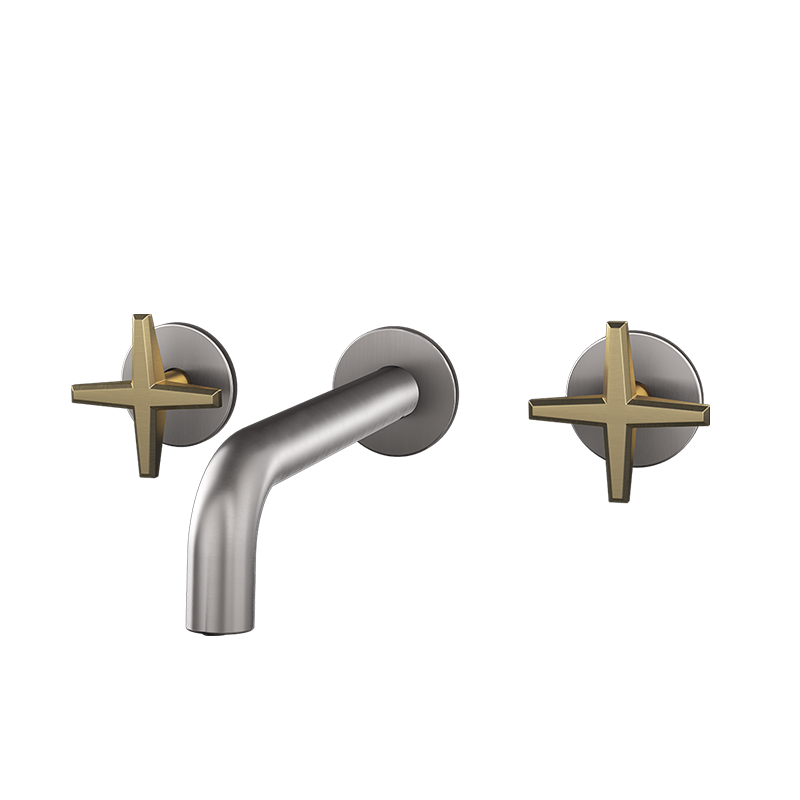 Rubi Lexa Wall Mount Lav. Faucet Without Drain Stainless Steel / Brushed Gold - RLX17WDIXOR