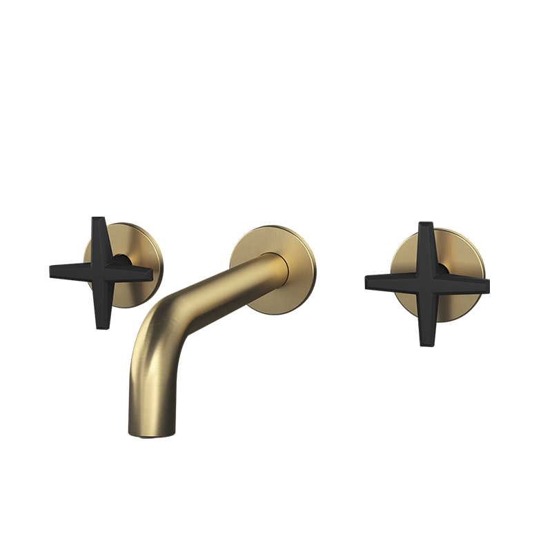 Rubi Lexa Wall Mount Lav. Faucet Without Drain Brushed Gold / Matte Black - RLX17WDORBK