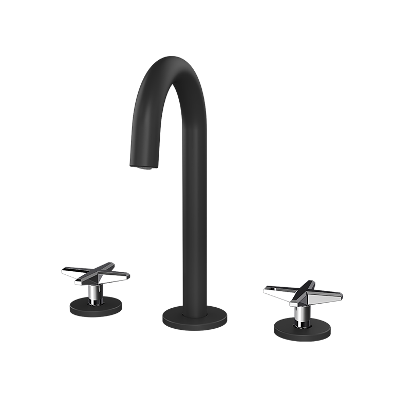 Rubi Lexa Widespread Lav. Faucet Without Drain Matte Black / Chrome - RLX18WDBKCC