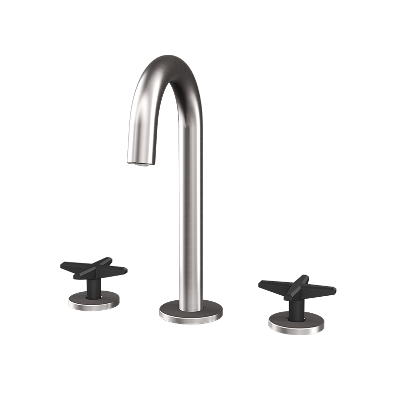 Rubi Lexa Widespread Lav. Faucet Without Drain Stainless Steel / Matte Black - RLX18WDIXBK
