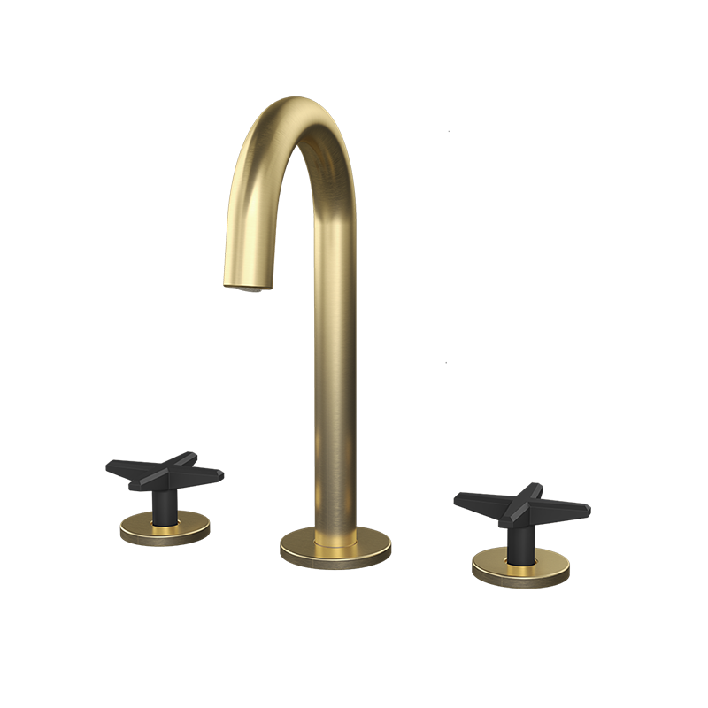 Rubi Lexa Widespread Lav. Faucet Without Drain Brushed Gold / Matte Black - RLX18WDORBK