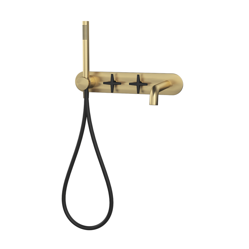 Rubi Lexa Wall Mount Tub Faucet Brushed Gold / Matte Black - RLX32DORBK