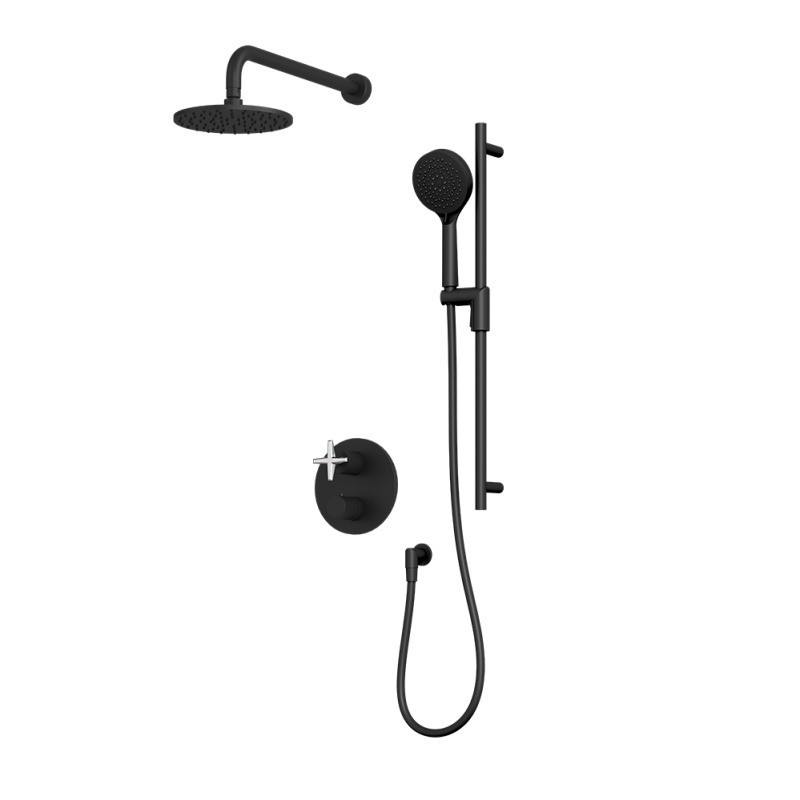 Rubi Lexa Thermostatic Two Function Shower System Matte Black / Chrome - RLX821-1BKCC