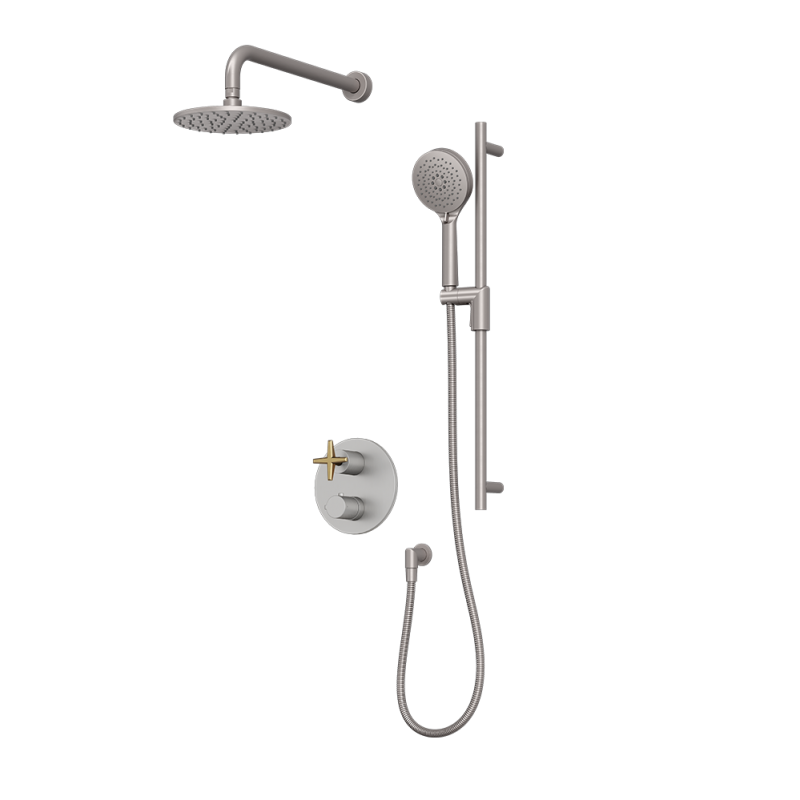 Rubi Lexa Thermostatic Two Function Shower System Stainless Steel / Brushed Gold - RLX821IXOR