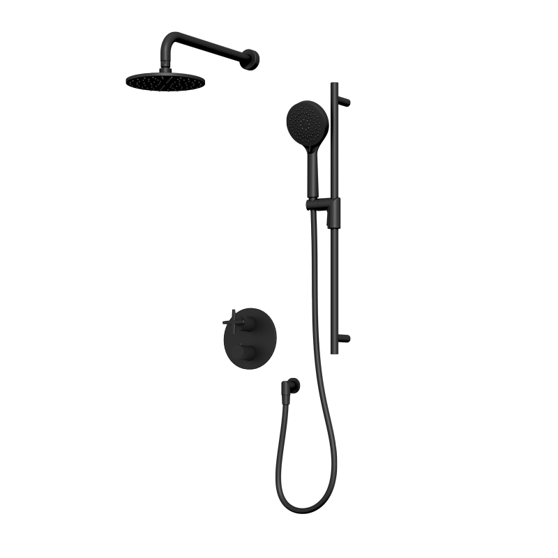 Rubi Lexa Thermostatic Two Function Shower System Matte Black - RLX821-1BK