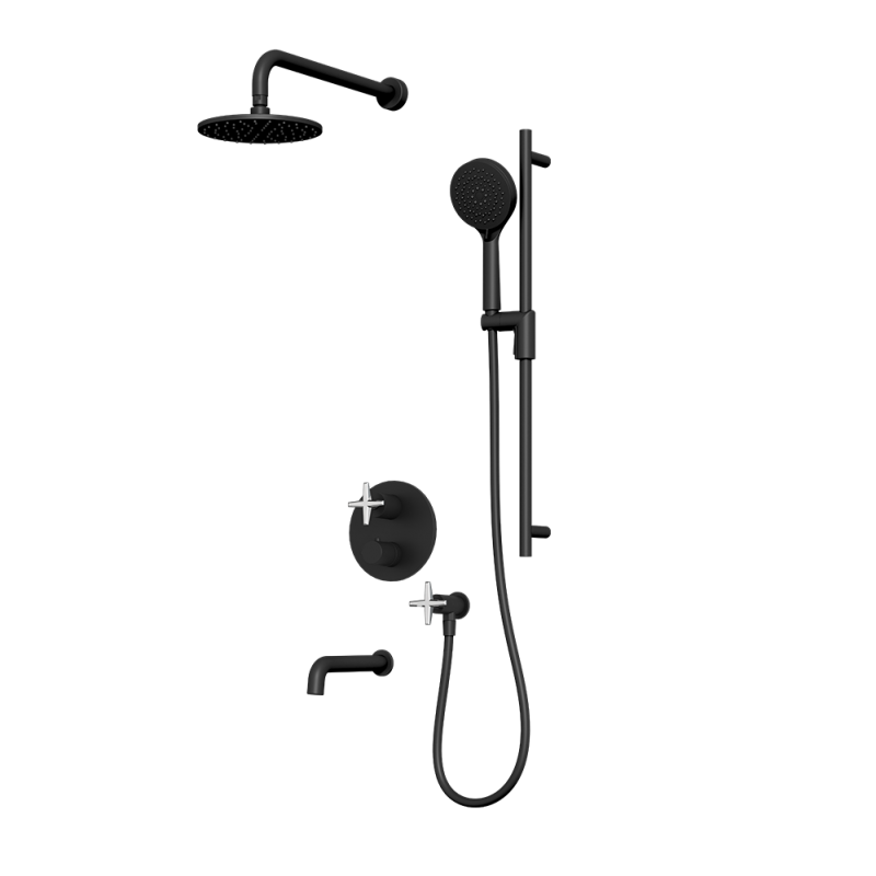 Rubi Lexa Thermostatic Shower and Tub System Matte Black / Chrome - RLX823-1BKCC