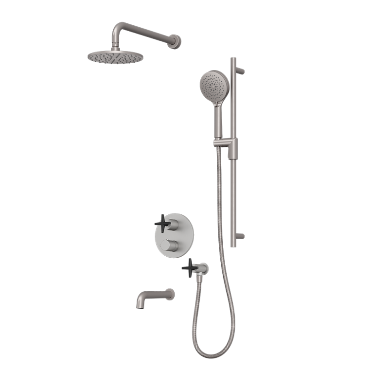 Rubi Lexa Thermostatic Shower and Tub System Stainless Steel / Matte Black - RLX823IXBK