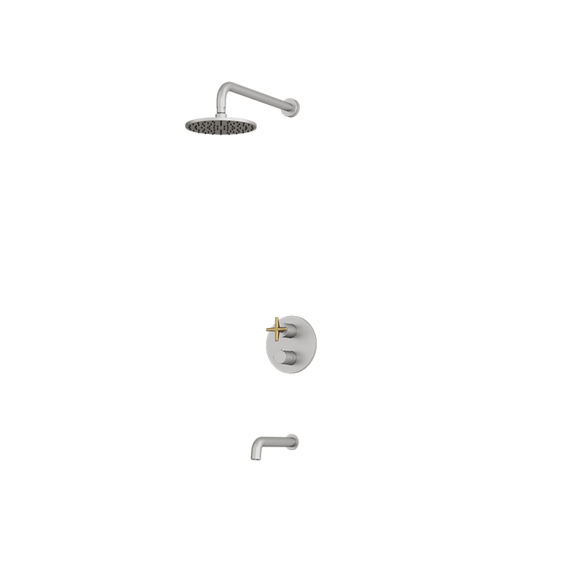 Rubi Lexa Thermostatic Shower and Tub System Stainless Steel / Brushed Gold - RLX831IXOR