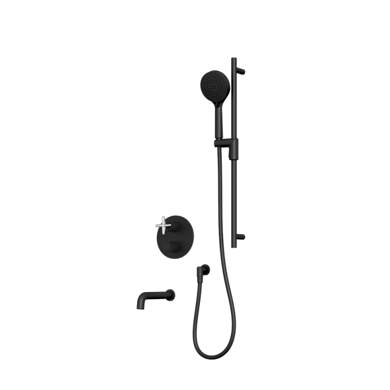 Rubi Lexa Thermostatic Shower and Tub System Matte Black / Chrome - RLX832BKCC
