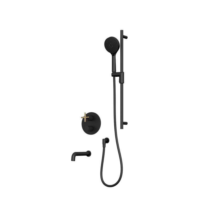 Rubi Lexa Thermostatic Shower and Tub System Matte Black / Brushed Gold - RLX832BKOR