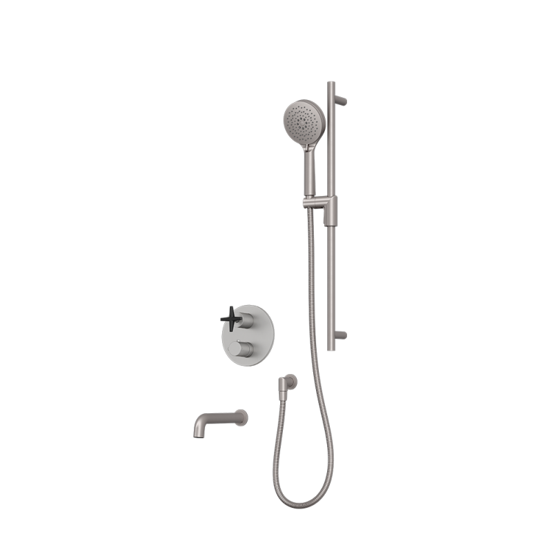 Rubi Lexa Thermostatic Shower and Tub System Stainless Steel / Matte Black - RLX832IXBK