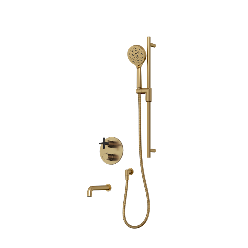 Rubi Lexa Thermostatic Shower and Tub System Brushed Gold / Matte Black - RLX832ORBK