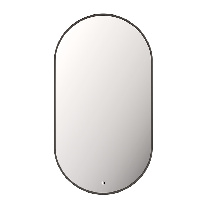 Rubi MIRO Framed LED Mirror 20" X 35" Backlit Oval Matte Black - RMI4889BBK
