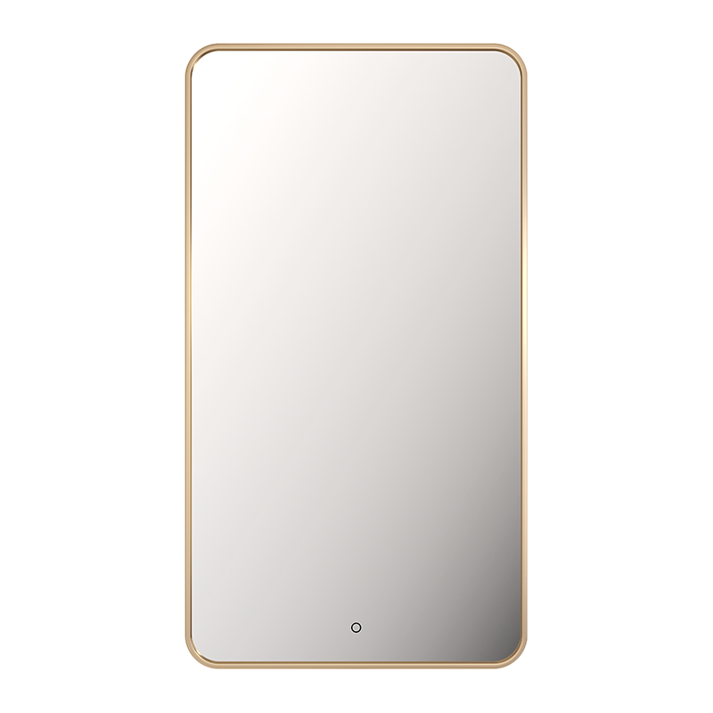 Rubi MIRO Framed LED Mirror Antifog 20" X 35" Backlit Rectangular Gold - RMI4889RBAOR