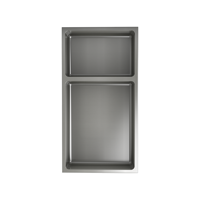 Rubi Nikia Recessed Niche 12" X 24" Radius Corners & Shelf Stainless Steel Finish - RNK24TR-IB