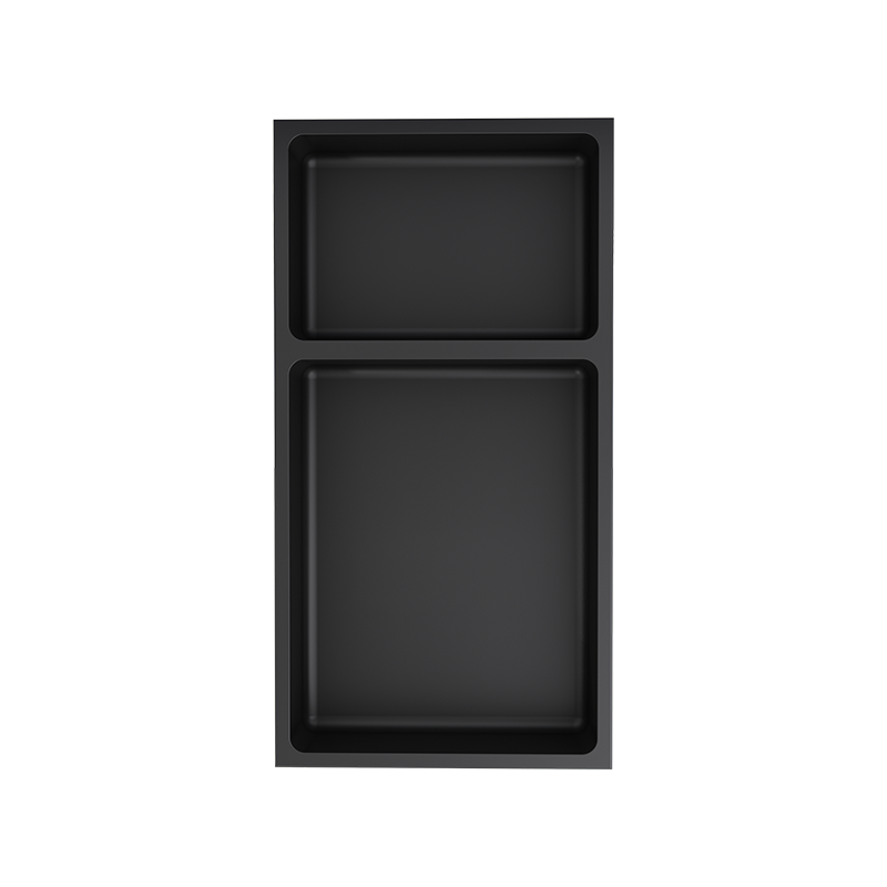Rubi Nikia Recessed Niche 12" X 24" Radius Corners & Shelf Matte Black Finish - RNK24TR-BK
