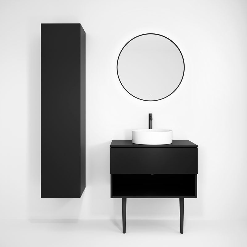Rubi Haus 15" Wall Hung Reversible Linen Cabinet Matte Black – RHS380LMBK