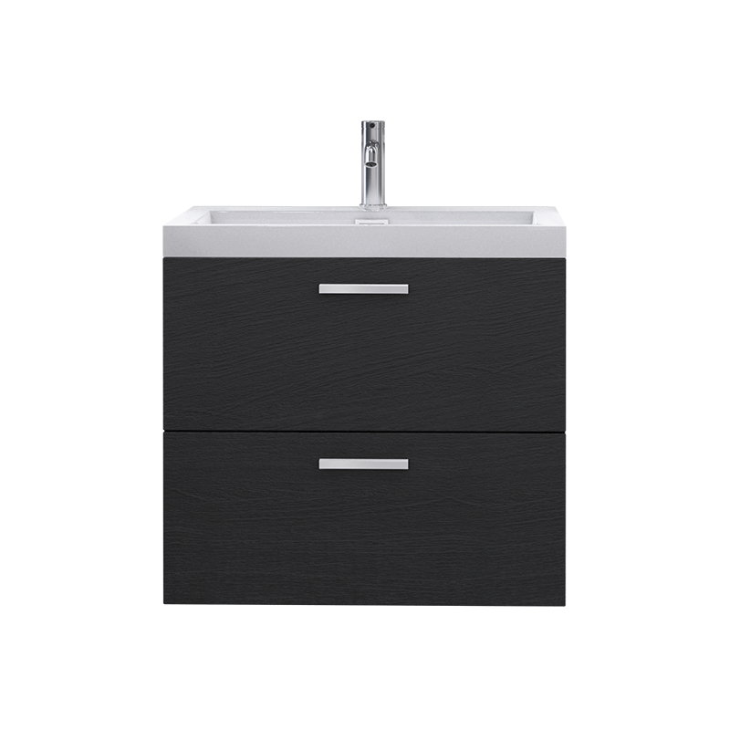 Rubi Arto 23" Wall Hung Vanity w. Integrated 2" Slim Sink Wood Grain Black – RTO580SK2NE