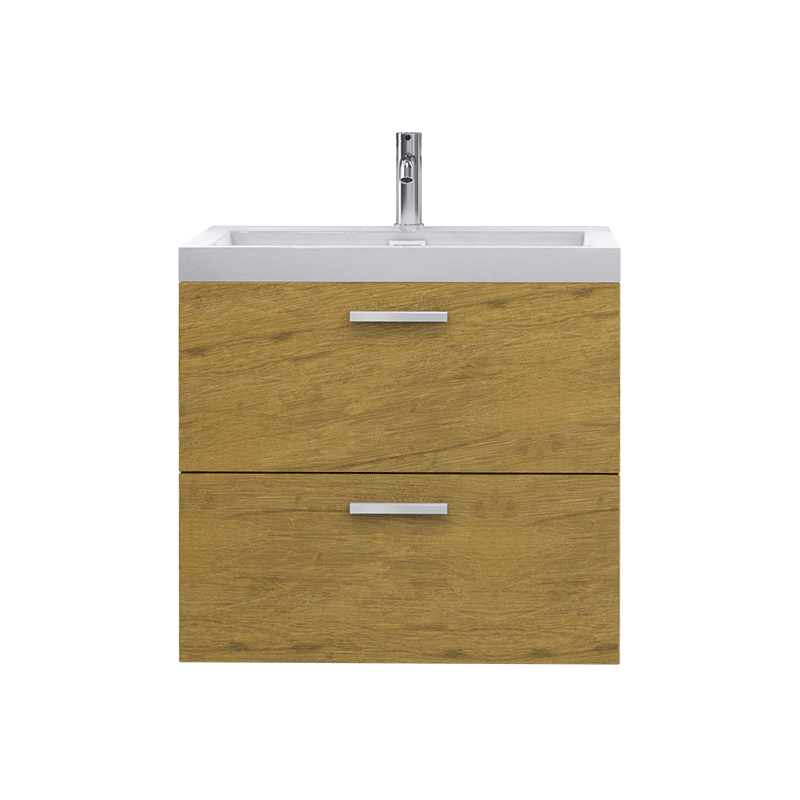 Rubi Arto 23" Wall Hung Vanity w. Integrated 2" Slim Sink Oak – RTO580SK2OK