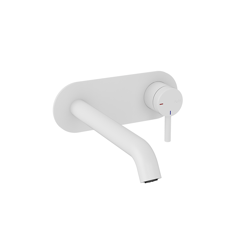 Rubi Vertigo Wall Mount Lav. Faucet With Push Drain White - RVT17WH