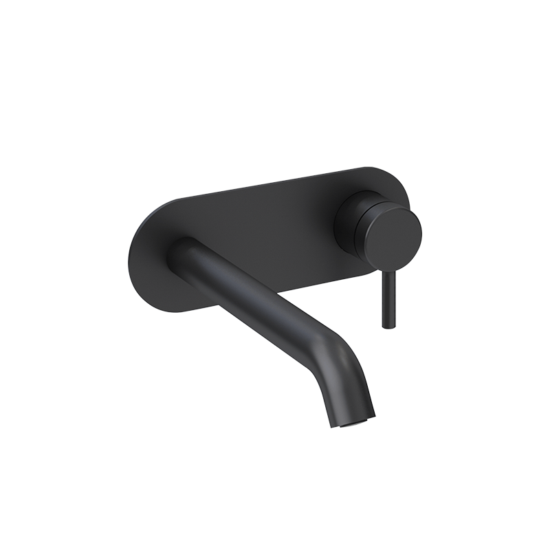 Rubi Vertigo Wall Mount Lav. Faucet With Push Drain Matte Black - RVT17BK