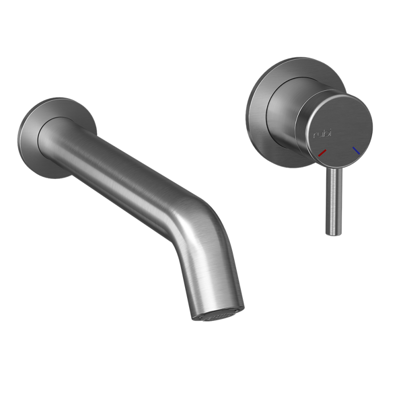 Rubi Vertigo Wall Mount Lav. Faucet With Push Drain Stainless Steel - RVT17RIX