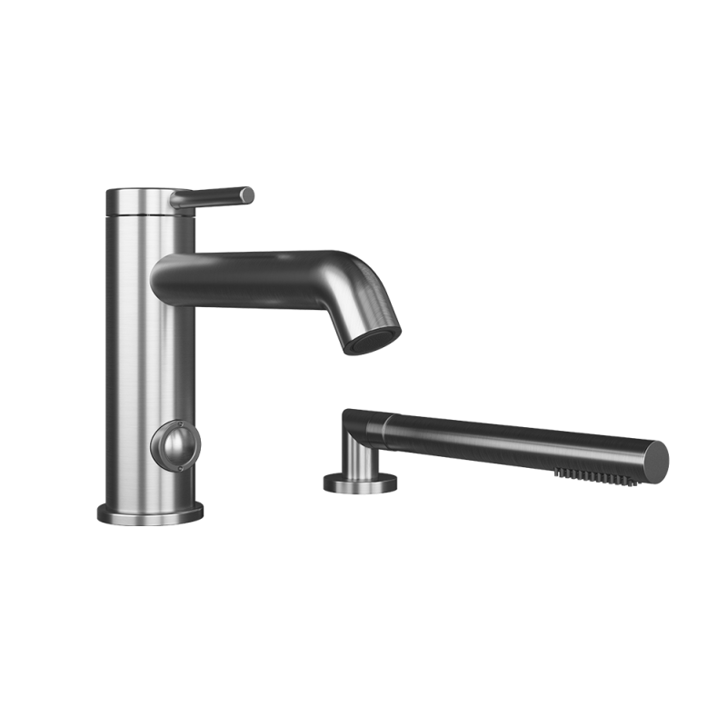 Rubi Vertigo Deck Mount Tub Faucet Stainless Steel - RVT22DIX