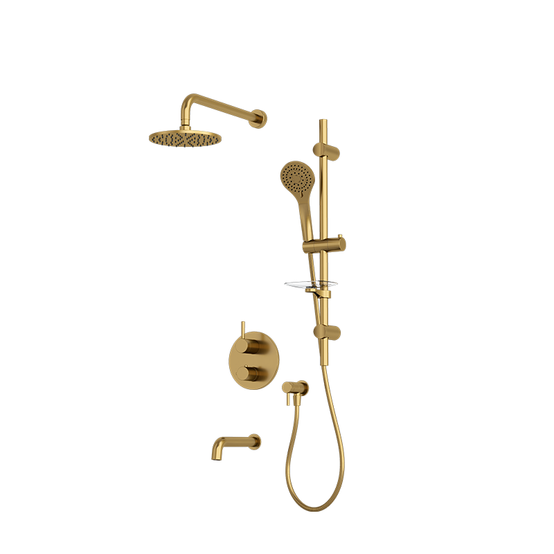 Rubi Vertigo Thermostatic Shower and Tub System Brushed Gold - RVT813B-1OR