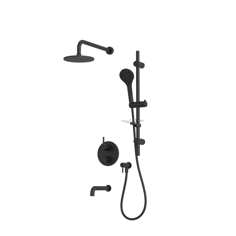 Rubi Vertigo Thermostatic Shower and Tub System Matte Black - RVT813B-1BK