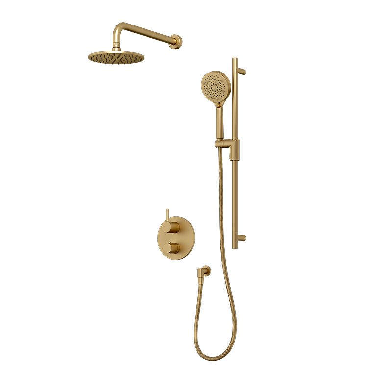 Rubi Vertigo Thermostatic Two Function Shower System Brushed Gold - RVT821-1OR