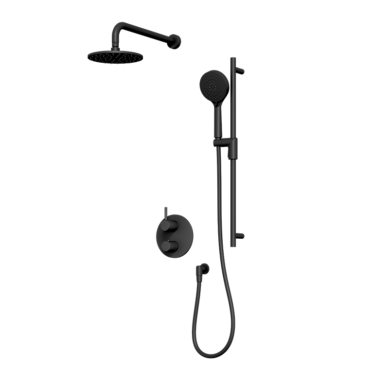 Rubi Vertigo Thermostatic Two Function Shower System Matte Black - RVT821-1BK