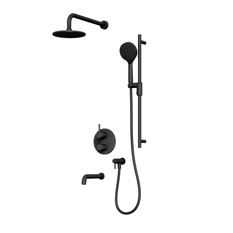 Rubi Vertigo Thermostatic Shower and Tub System Matte Black - RVT823BK