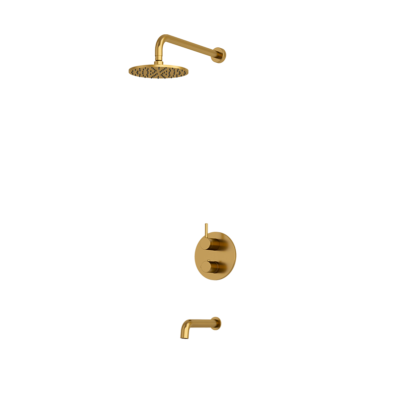 Rubi Vertigo Thermostatic Shower and Tub System Brushed Gold - RVT831-1OR