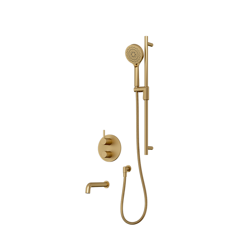 Rubi Vertigo Thermostatic Shower and Tub System Brushed Gold - RVT832OR