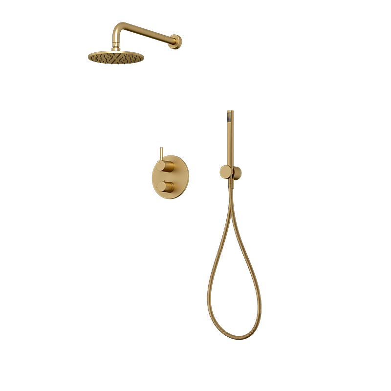 Rubi Vertigo Thermostatic Two Function Shower System Brushed Gold - RVT833-1OR
