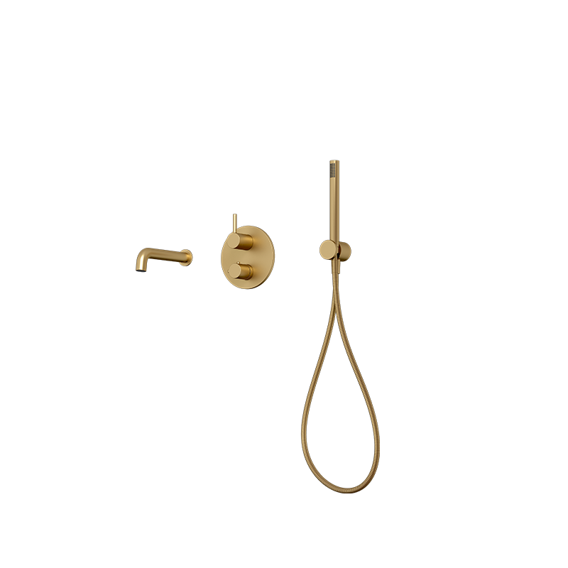Rubi Vertigo Wall Mount Thermostatic Tub Faucet Brushed Gold - RVT841OR