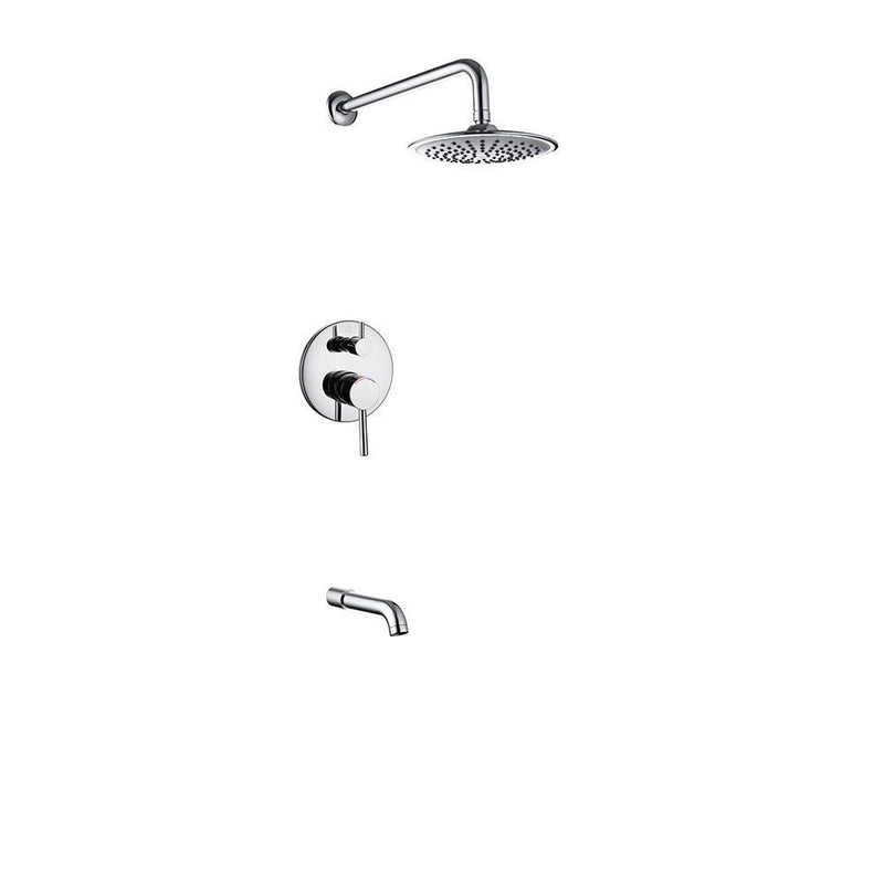 Pearl Madison II Shower Set 4 Pressure Balance Tub Shower Faucet Rain Shower and Tub Spout Chrome GBBM-SET4-B