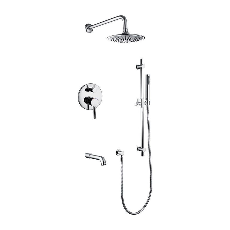 Pearl Madison II Shower Set 7 Pressure Balance Tub Shower Faucet Rain Shower, Hand Shower, Tub Spout Chrome GBBM-SET7-B