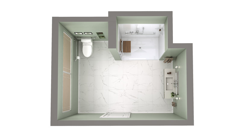 Neptune Entrepreneur Aspire 6238 Acrylic Alcove Shower Base in White with Anti-slip and PVC Center Drain in Chrome – 220519-541-001-102